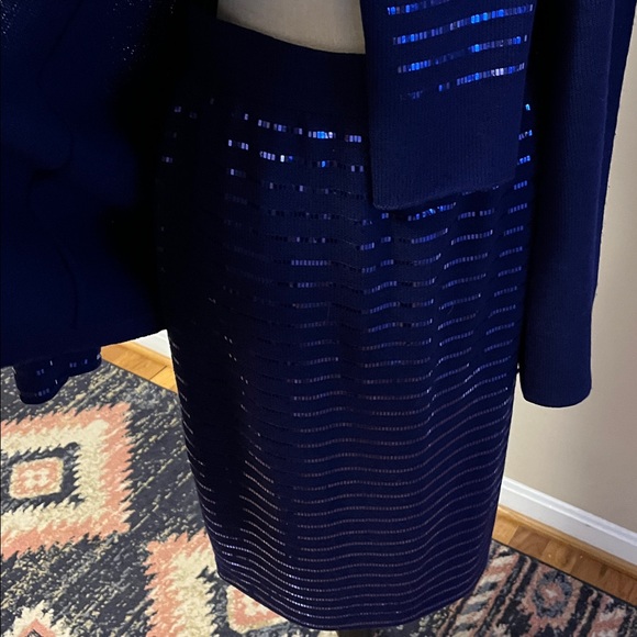 St. John new 2 piece suit, blue/purple, size 8, made in USA, sparkly skirt! - Picture 9 of 17